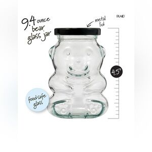 Clear Glass Bear Jar with Black Lid